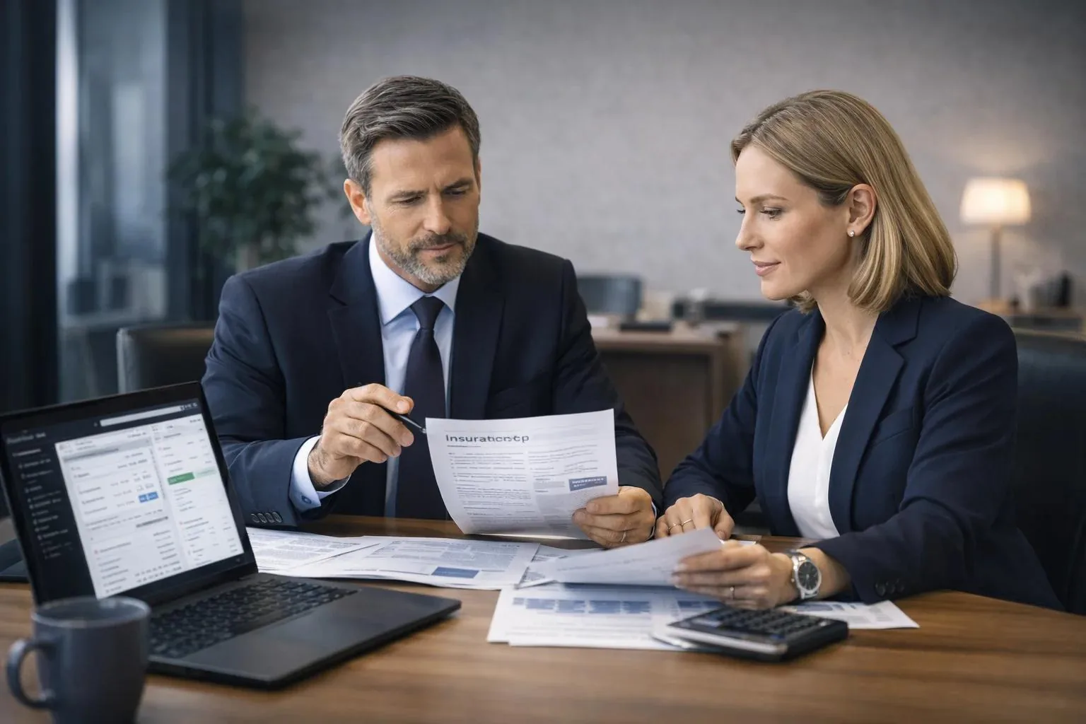 Household reviewing insurance paperwork at a table