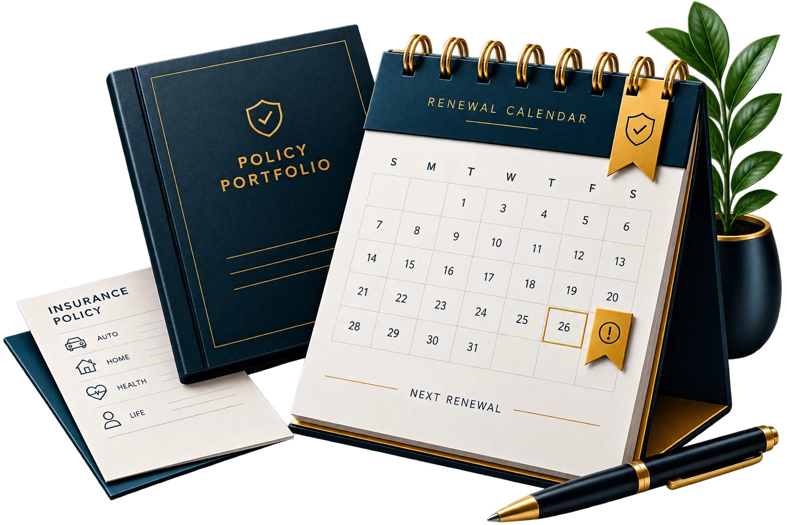 Renewal calendar and insurance policy documents